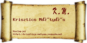 Krisztics Mátyás névjegykártya